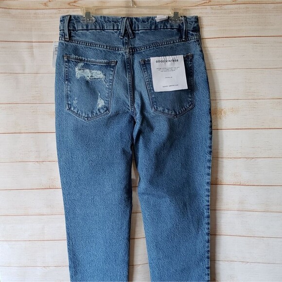 Good American Good Vintage High Waist Distressed Denim Stretchy Jeans Frayed Hem - Picture 3 of 8